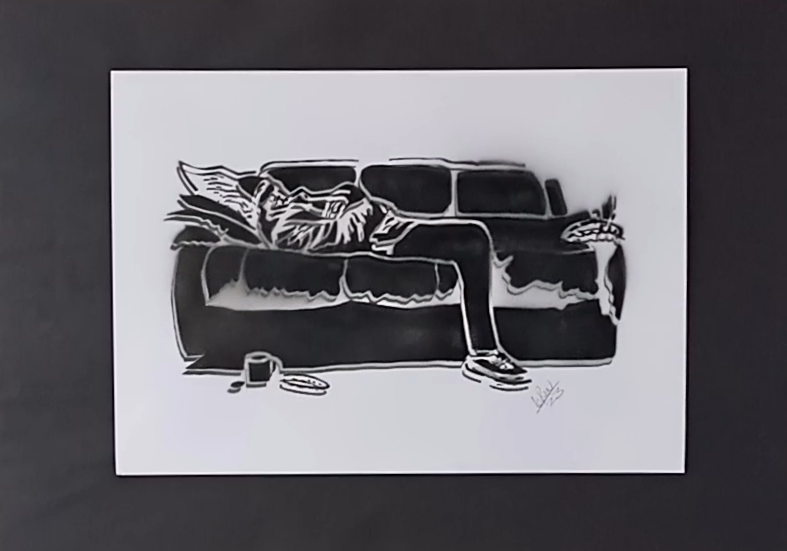 One-off by the unknown Warrington street artist biffx Just relaxing